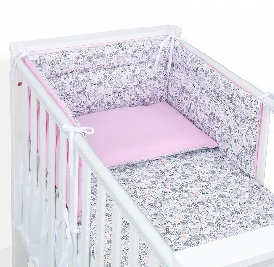 3- dielna posteľná bielizeň pre bábätka HROCH/ ružová