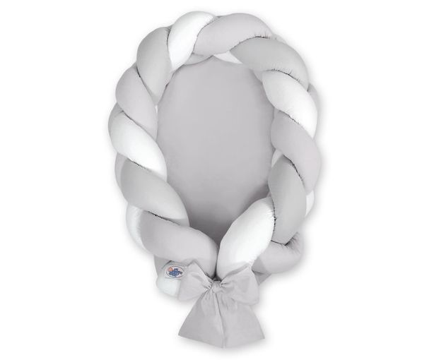 Pletený kokon/mantinel pre bábätká - bielo-sivý