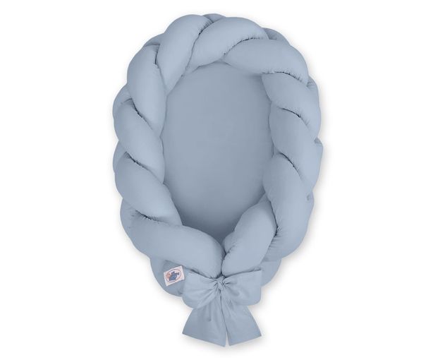 Pletený kokon/mantinel pre bábätká - pastelová modrá