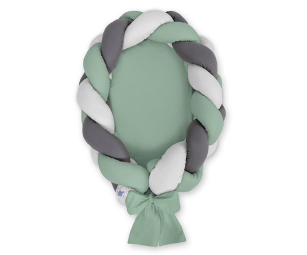 Pletený kokon/mantinel pre bábätká - pastelová zelená, sivá, antracitová